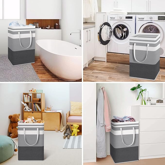 HomeHacks 4-Pack Large Laundry Basket, Waterproof, Freestanding Laundry Hamper