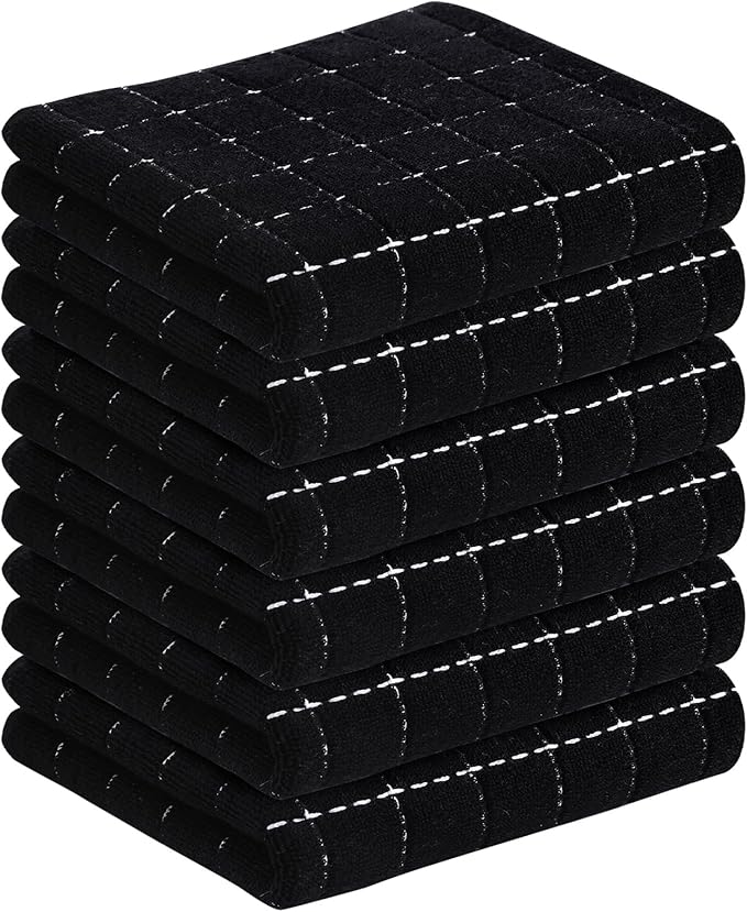 Homaxy 100% Cotton Terry Kitchen Towels, Checkered Designed, Soft and Super