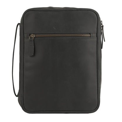 Leather Bible Cover for Men & Women – Zippered Bible Case with Handle, Note & Pen Organizer – Fits Large Study Bible – 11.5x8.5 Inch (Black)