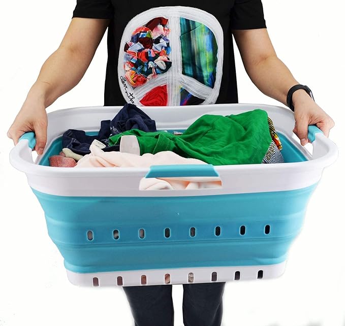 SAMMART 42L Collapsible Plastic Laundry Basket