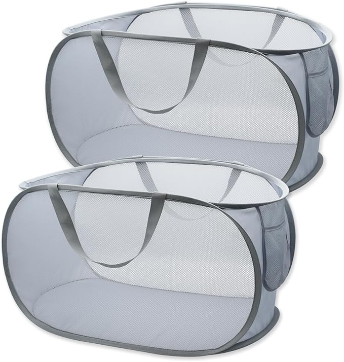 HONOMA Sturdy Mesh Laundry Hamper Basket Bag, Pop up Basket