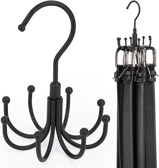 ZEDODIER Belt Hanger, Rotatable Belt Rack Closet Accessories Organizer