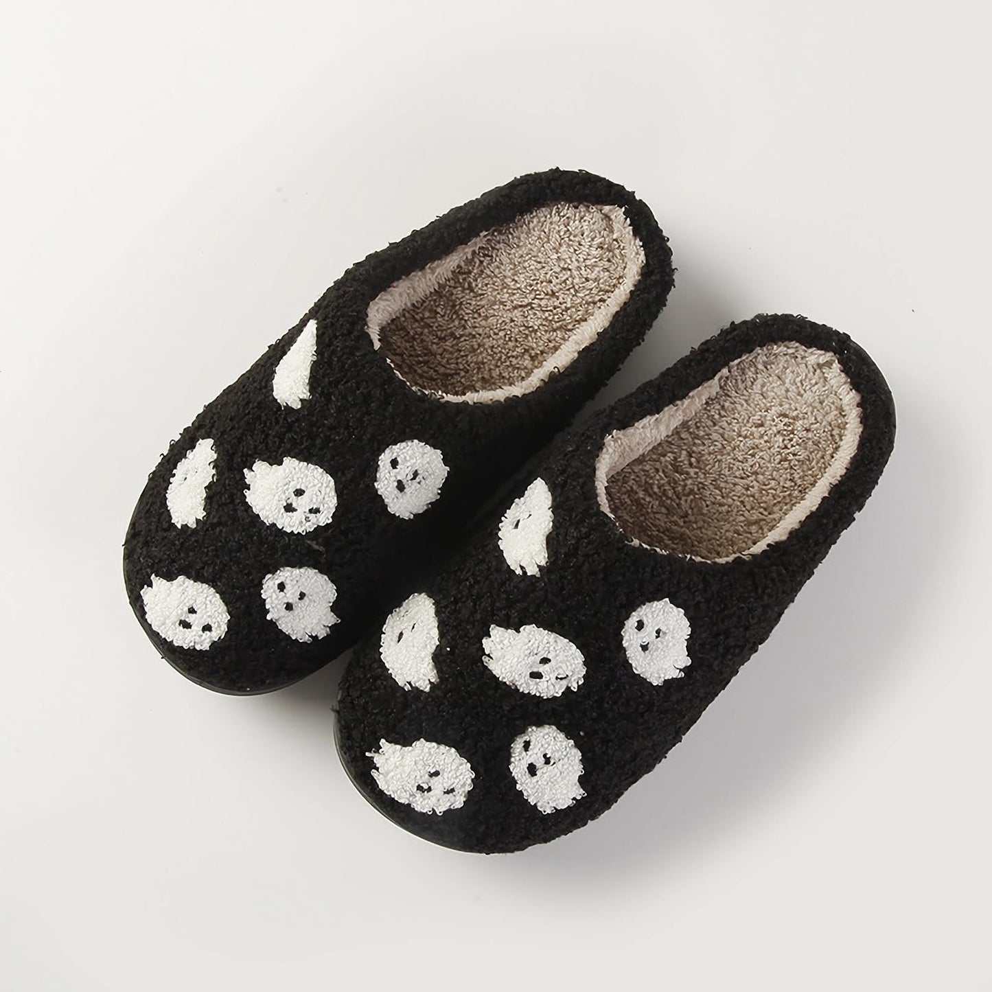 Qubuwalk Halloween Pumpkin Slippers for Women Men Spooky Slides Soft Plush Fuzzy Slippers Cozy House Slippers Indoor Outdoor Shoes