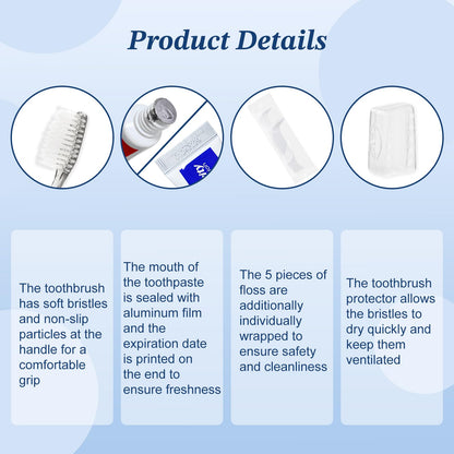 Lomgwumy Hygiene Kit, Personal Hygiene Kit Comes with Individually Packaged Items. Travel Toothbrush Kit Suitable for Travel, Hotels, Camping, and Home Use (25-Pack)