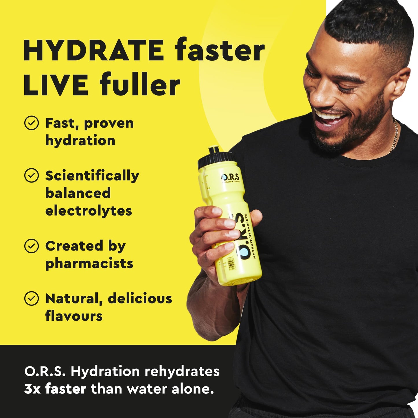 O.R.S Hydration Tablets with Electrolytes, Vegan, Gluten and Lactose Free Formula – Soluble Sports Hydration with Natural Lemon Flavour, 72 Count