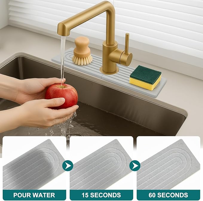 Stone Faucet Mat for Kitchen Bathroom Sink Diatomite Quick Dry Around Faucet