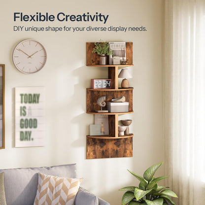 HOOBRO Corner Shelf Wall-Mounted, Set of 2 Floating Corner Shelves for Wall and Small Round Side Table Bundle, BF25BJP201-WN219UBZ01