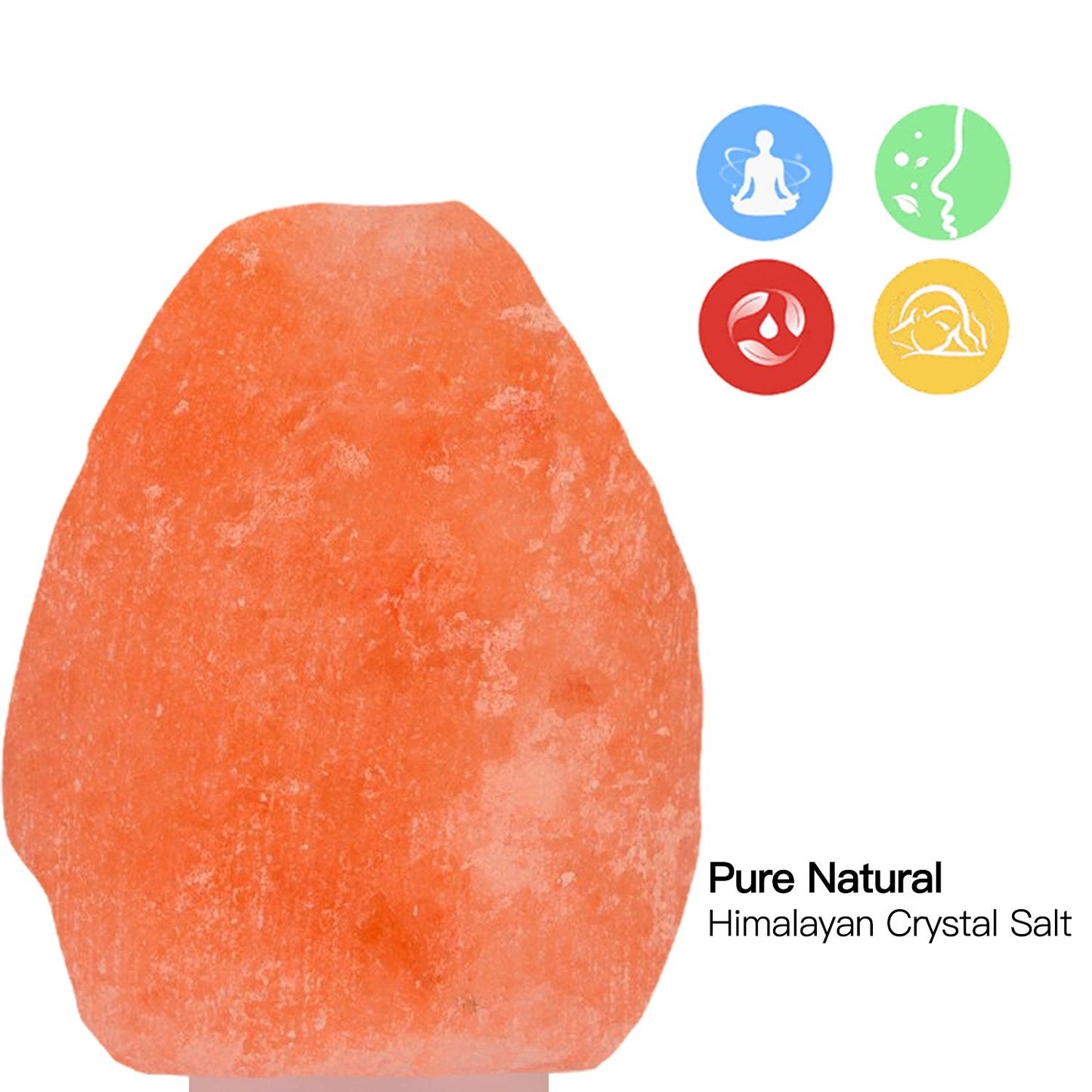 Betus Natural Crystal Himalayan Salt Wall Lamp - Air Purifying Night Light - 360° Rotatable Plug 7W Bulb - Natural