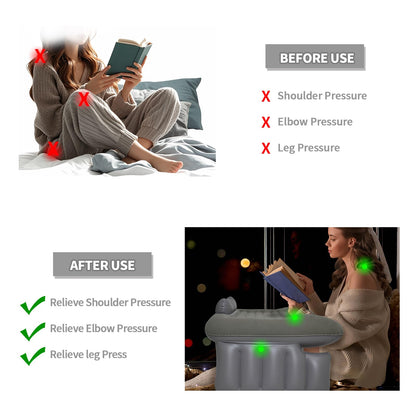 Nevife Inflatable Reading Pillow for Gaming,Laptop Pillow for Adult, Portable Inflatable Bed Pillow with Arm Rest for Adults Kids, Lap Desk for Laptop on Bed Couch, Travel Office Home Use