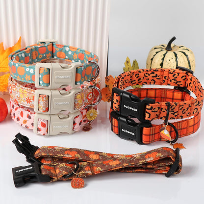 DOGWONG Fall Pumpkin Dog Collar- Cute Fall Holiday Dog Collars Adjustable Halloween Dog Collar for Small Medium Large Dogs M