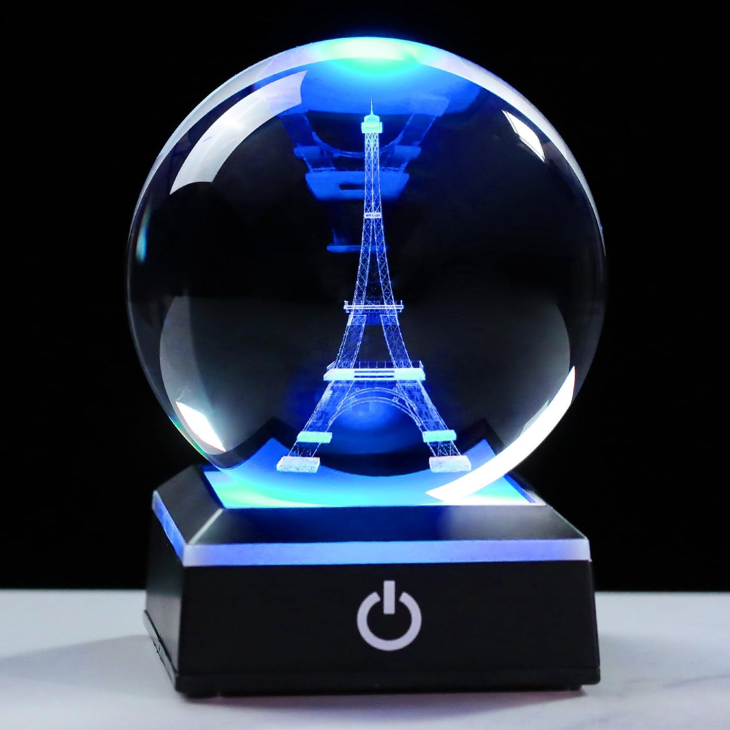 Enjinkail 3D Crystal Ball Paris Eiffel Tower Snow Globe Decor Gifts for Women Men Adults with LED Base Lamp Souvenirs Xmas Ornament Unique Paris Stuff Glass Snowglobes for Christmas Birthday