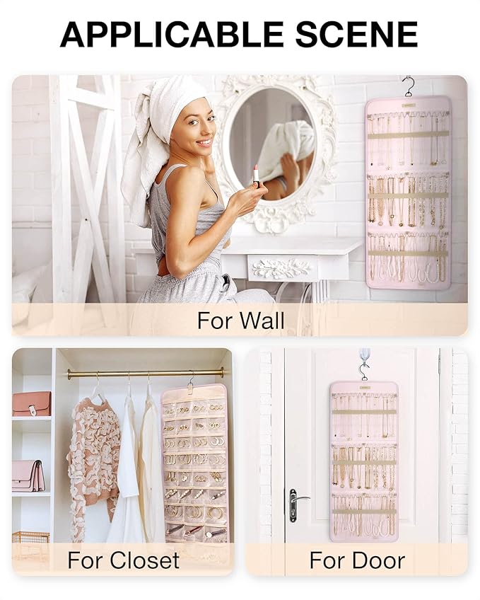 BAGSMART Hanging Jewelry Organizer Storage Roll