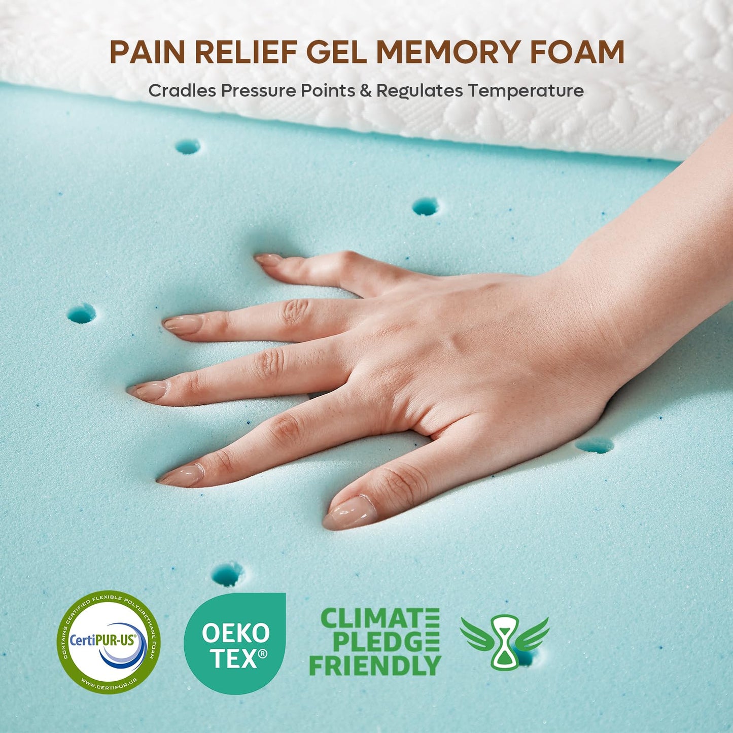 4 Inch Gel Memory Foam Mattress Topper Queen Size - Cooling Bed Pad for Back Pain Relief, Pressure Dispersing Mattress Pad for Bedroom RV, College Dorm (60x80 Inch)