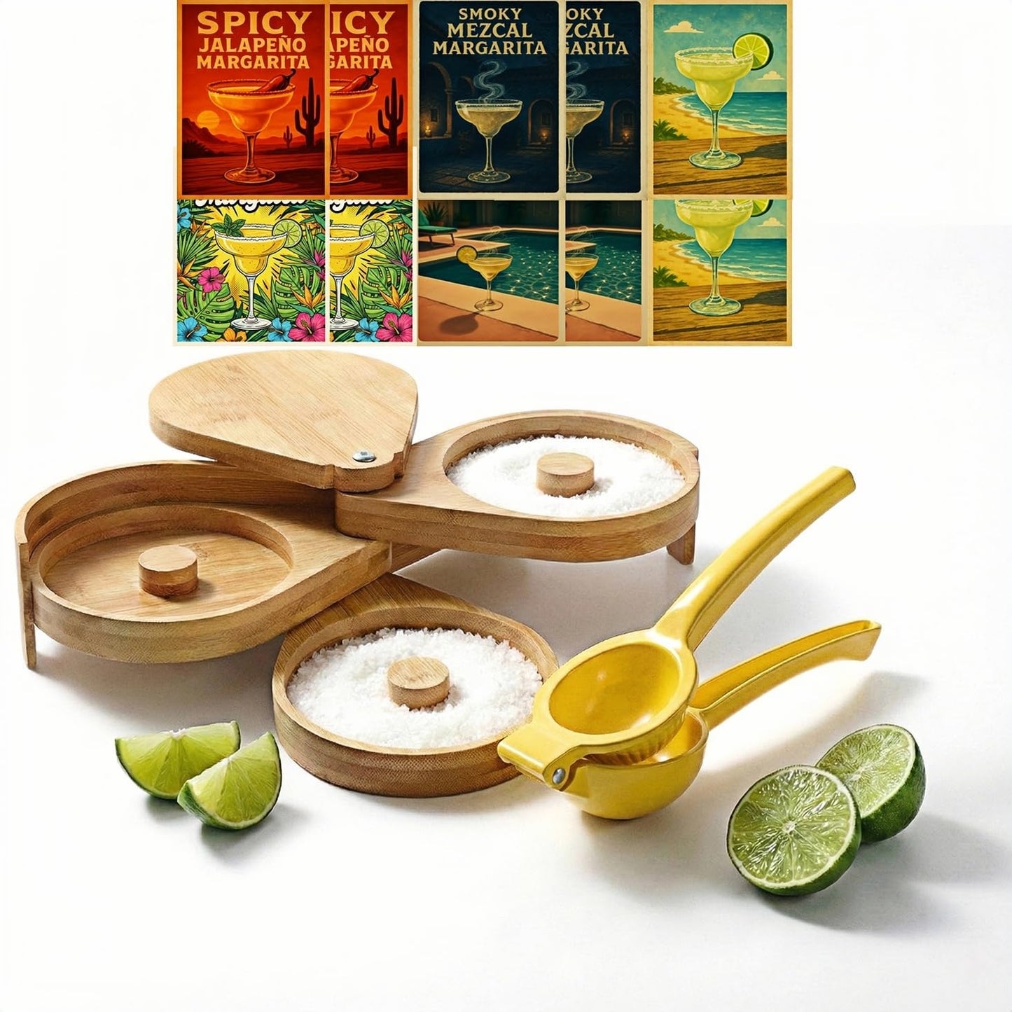 XJlSGXUSG Margarita Salt Rimmer Set, Bamboo Bar Tool Kit