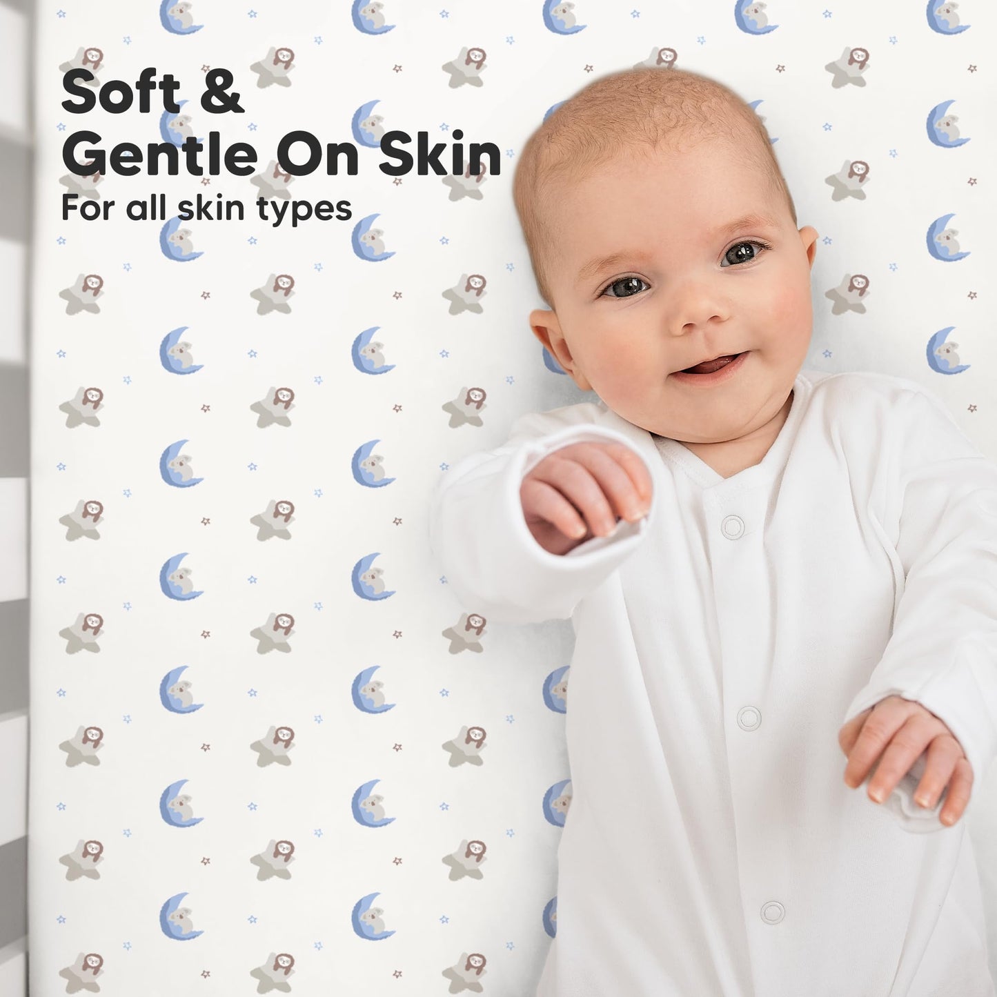 KeaBabies 2-Pack Organic Cotton Crib Sheets for Boys, Girls - 52x28 Fitted Crib Mattress Sheet Neutral, Breathable Cover for Baby Bed Set, Toddler Mattress, Soft & Cute Prints (Cosmo)
