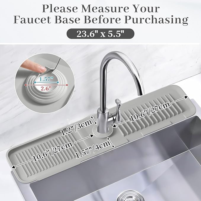 PoYang 24 Inch Faucet Mat for Kitchen Sink Splash Guard Behind Faucet, Sink