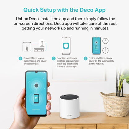 TP-Link Deco X55 AX3000 WiFi 6 Mesh System - Covers up to 6500 Sq.Ft, Replaces Wireless Router and Extender, 3 Gigabit Ports per Unit, Supports Ethernet Backhaul, Deco X55(3-Pack)