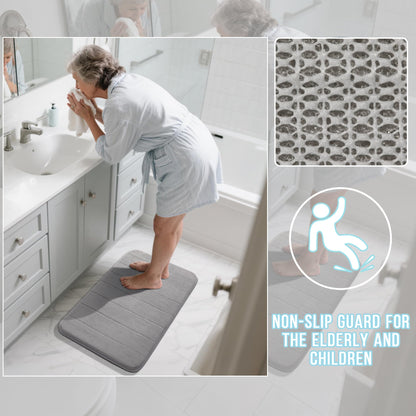 Yimobra Memory Foam Bath Mat, Soft and Comfortable, Super Water Absorption, Non-Slip, Thick, Machine Wash, Easier to Dry for Bathroom Floor Rug, 43 x 61 cm, Gray
