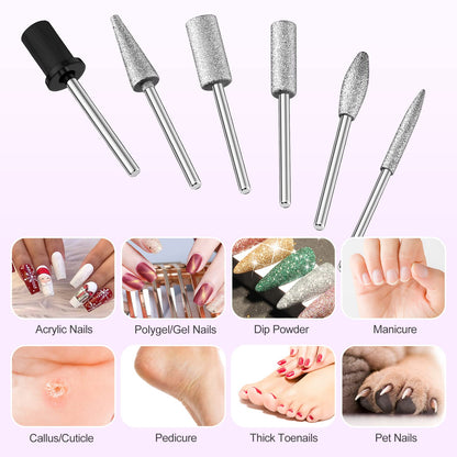 Professional Nail Drill Machine 30000 RPM Efile Electric Nail Filer Kit for Finger Toe Nails, Acrylic Gel Nails, Manicure Pedicure Drill with 6Pcs Nail Bits, 106Pcs Sanding Bands - Pink
