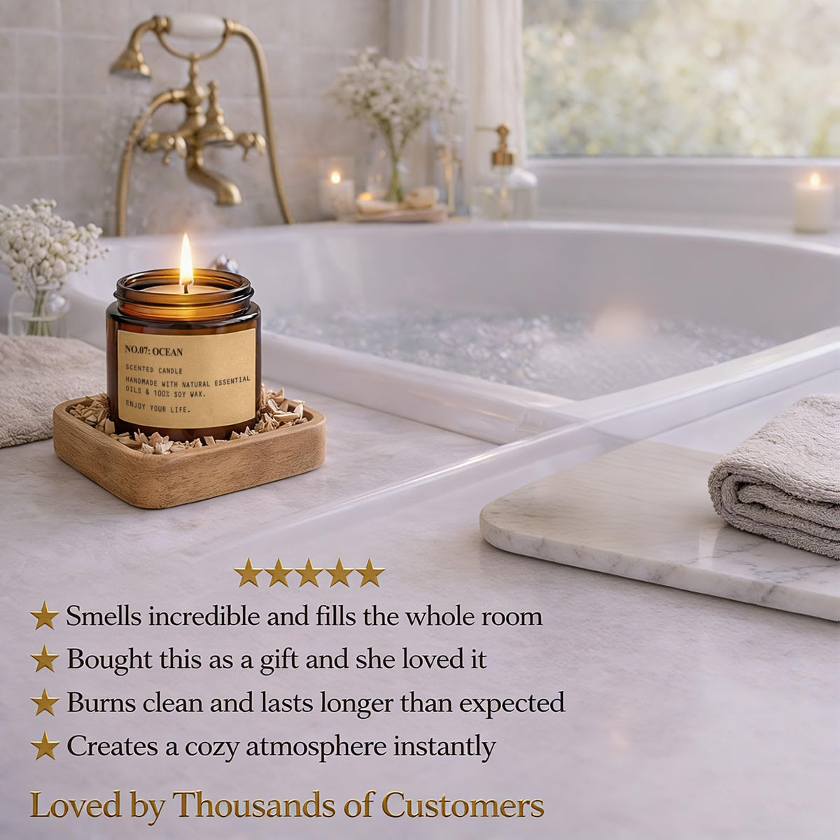 Scented Candles for Home, 8 Pack Soy Wax Candle Set, Aromatherapy Candles, Amber Jar Vintage Apothecary Style, 8 Scents Gift Set