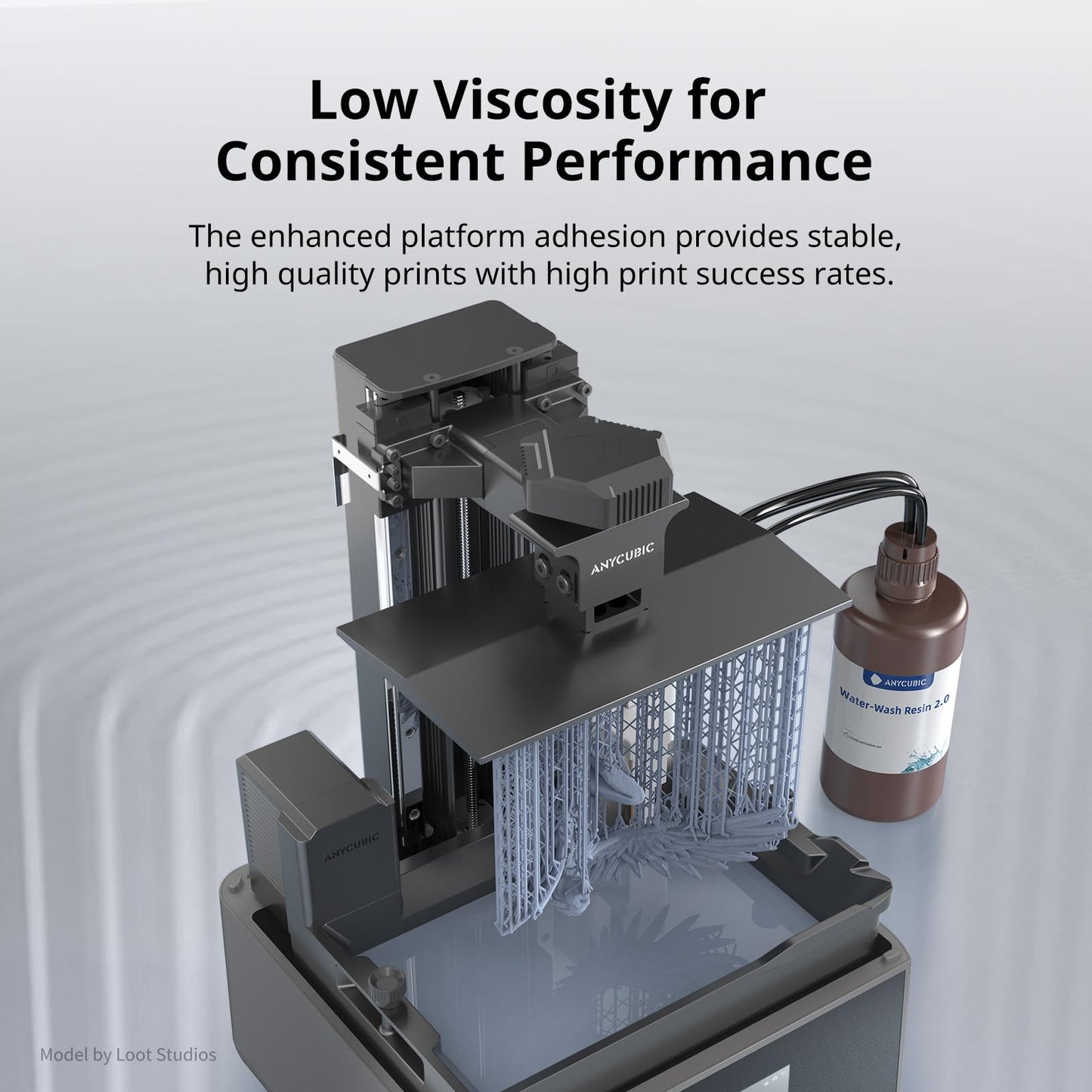 ANYCUBIC Water Washable 3D Printer Resin 2.0 with Easy Post-Processing, High Precision and High Resilience, Low Odor and Anti-Yellowing 3D Resin for LCD/DLP Printers(Grey,1kg)