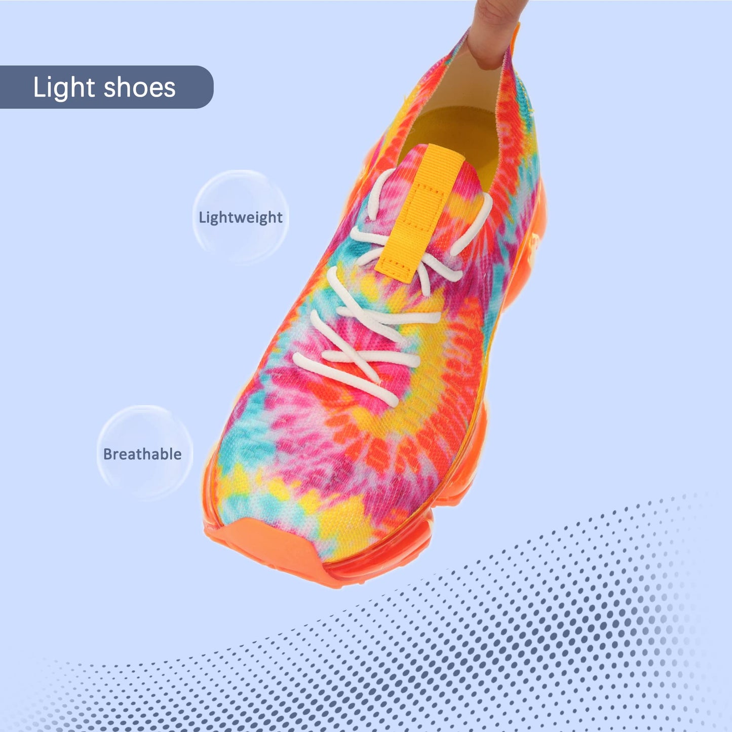 LUCKY STEP Women Air Cushion Fashion Sneakers Breathable Casual Comfortable Lightweight Walking Shoes (Orange Multi,10B(M) US)