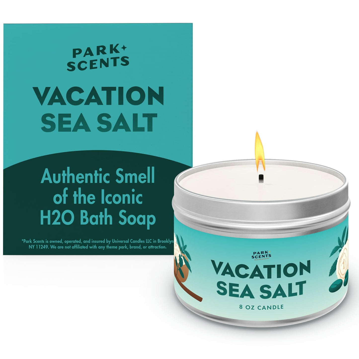 Park Scents Vacation Sea Salt – Theme Park Luxury Hotel Candle – Peppermint Eucalyptus Musk Scent – Vegan Soy Wax Blend Handmade in USA – Gifts for Women, Hostess, Sister, Birthday