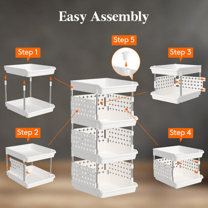 Lifewit Plastic Stackable Storage Baskets, 4 Tier Stacking Bins for Closet Wardrobe, Playroom, Kitchen and Pantry Organization, Large Capacity Multi-Functional Stackable Storage Containers Shelves