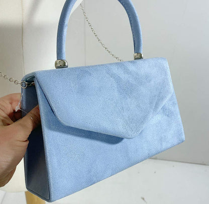 LeahWard Women's Clutch Bag Top Handle Wedding Suede Handbags 304 (Serenity)