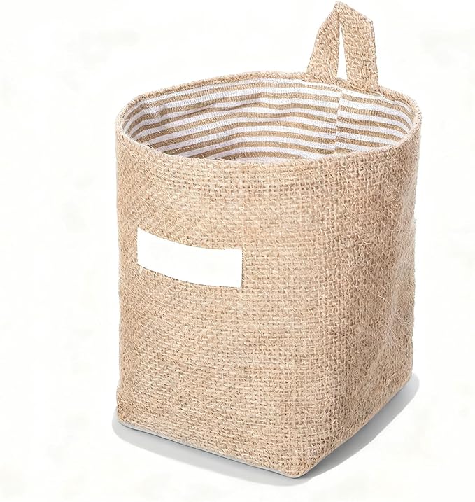 Small Hanging Basket, Small Wall Basket Cotton and Linen Hanging Storage