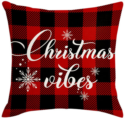 Artmag 16x16 Christmas Pillow Covers, Decorative Farmhouse Christmas Vibes Believe Buffalo Plaid Let it Snow Outdoor Pillow Shams Cases Slipcovers Set of 4 for Couch Sofa