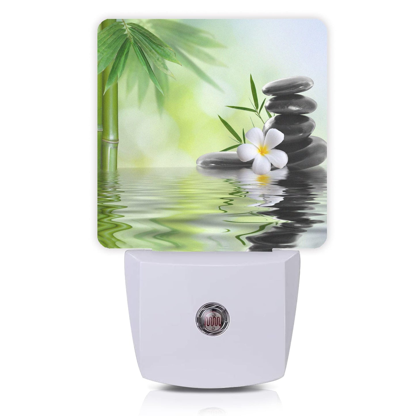 Smoaffly Zen Stones Bamboo Tree Jasmine Flower Spa Night Light Plug-in LED Nightlights Auto Sensor Night Lamp Dusk-to-Dawn Lamp Home Decor for Nursery Children Girls Boys