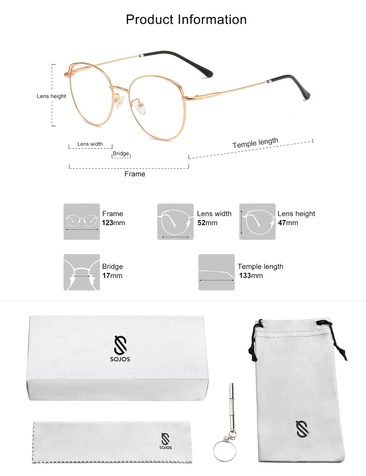 SOJOS Cat Eye Blue Light Blocking Glasses for Woman Hipster Metal Frame Womens Eyeglasses She Young SJ5027, Rose Gold Frame/Anti-Blue Light Lens