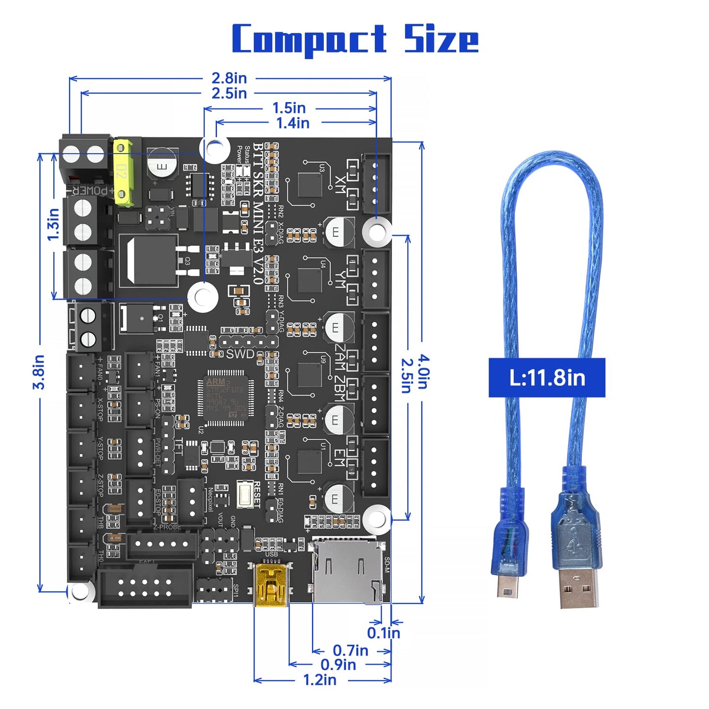 BIGTREETECH SKR Mini E3 V2.0 Control Board 3D Printer Upgrade 32Bit Silent Motherboard Integrated with TMC2209