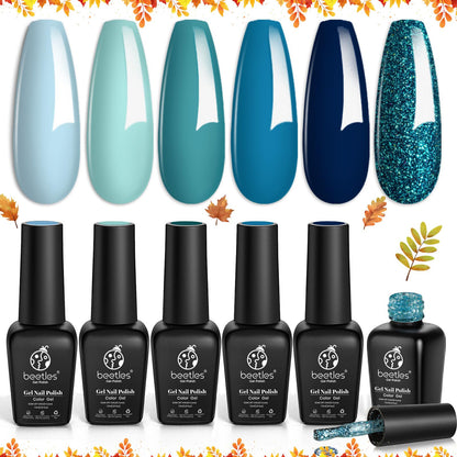 Beetles Halloween Gel Nail Polish Set – Wicked Mystic 8 Colors Gel Polish Kit, Gold Silver Black Green Blue Cat Eye Purple Red Glitter with Nail Art Accessories UV LED Soak Off Manicure Gift for Women