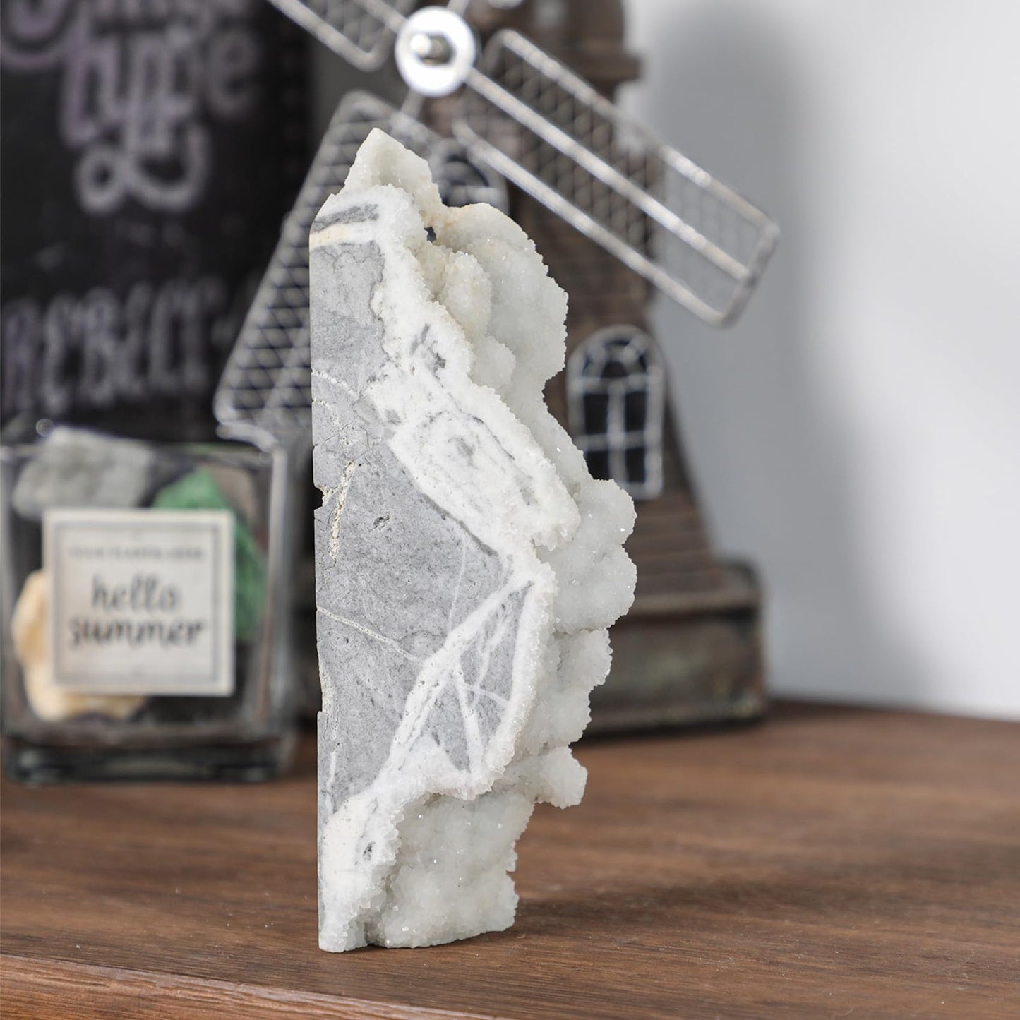 Sportmusies Natural Rock Crystal Cluster Obelisk Wand Tower Home Office Decoration, Irregular-Shaped Geode Stone Mineral Specimen Reiki Collection, 3.93-6.49 inches