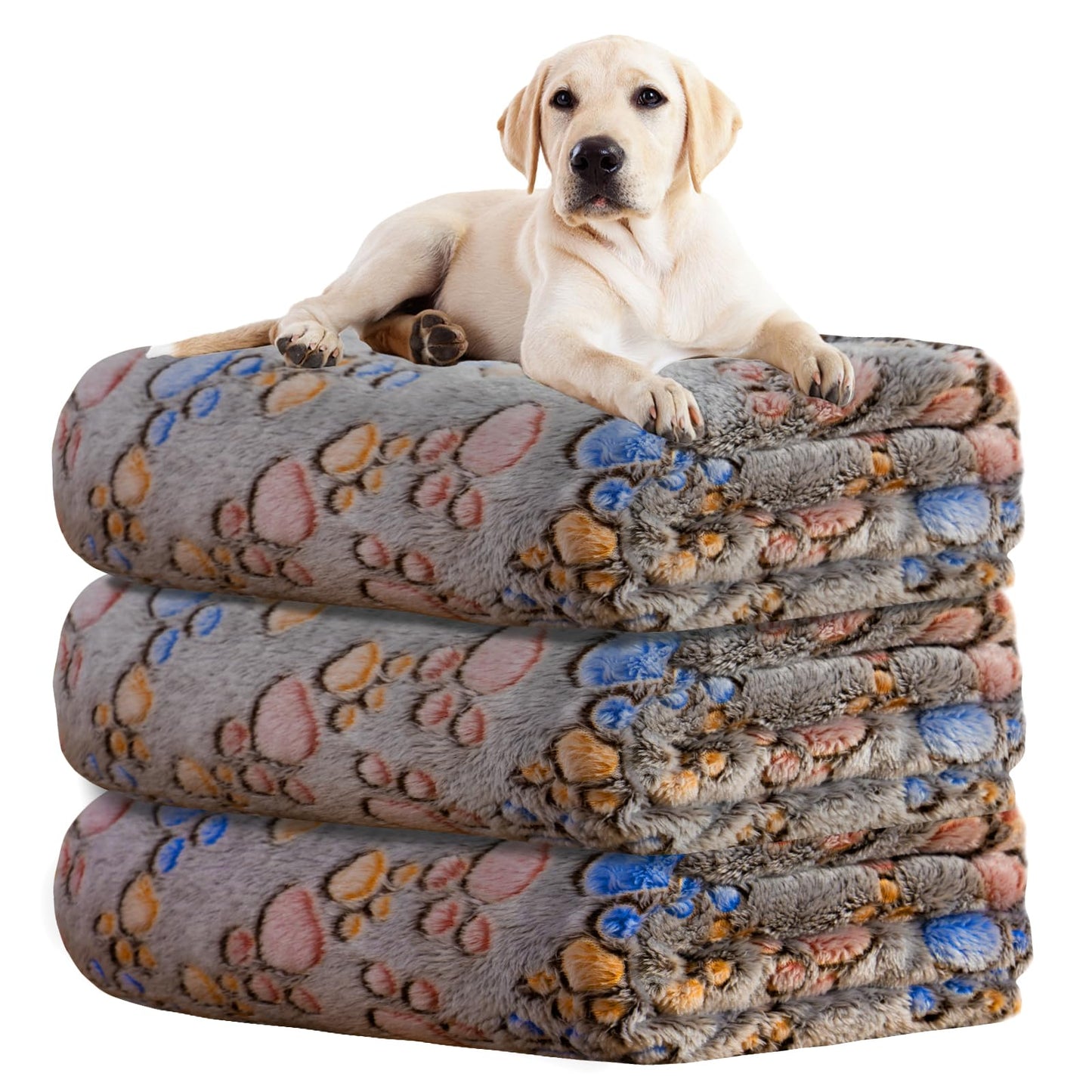 Rezutan 1 Pack 3 Blankets for Dogs, Dog Blanket for Large & Medium Pet Cat, Premium Soft Fluffy Suitable for Dog Kennels & Beds, Sofas, Gifts Puppy Essentials, 41x31inch, Tan