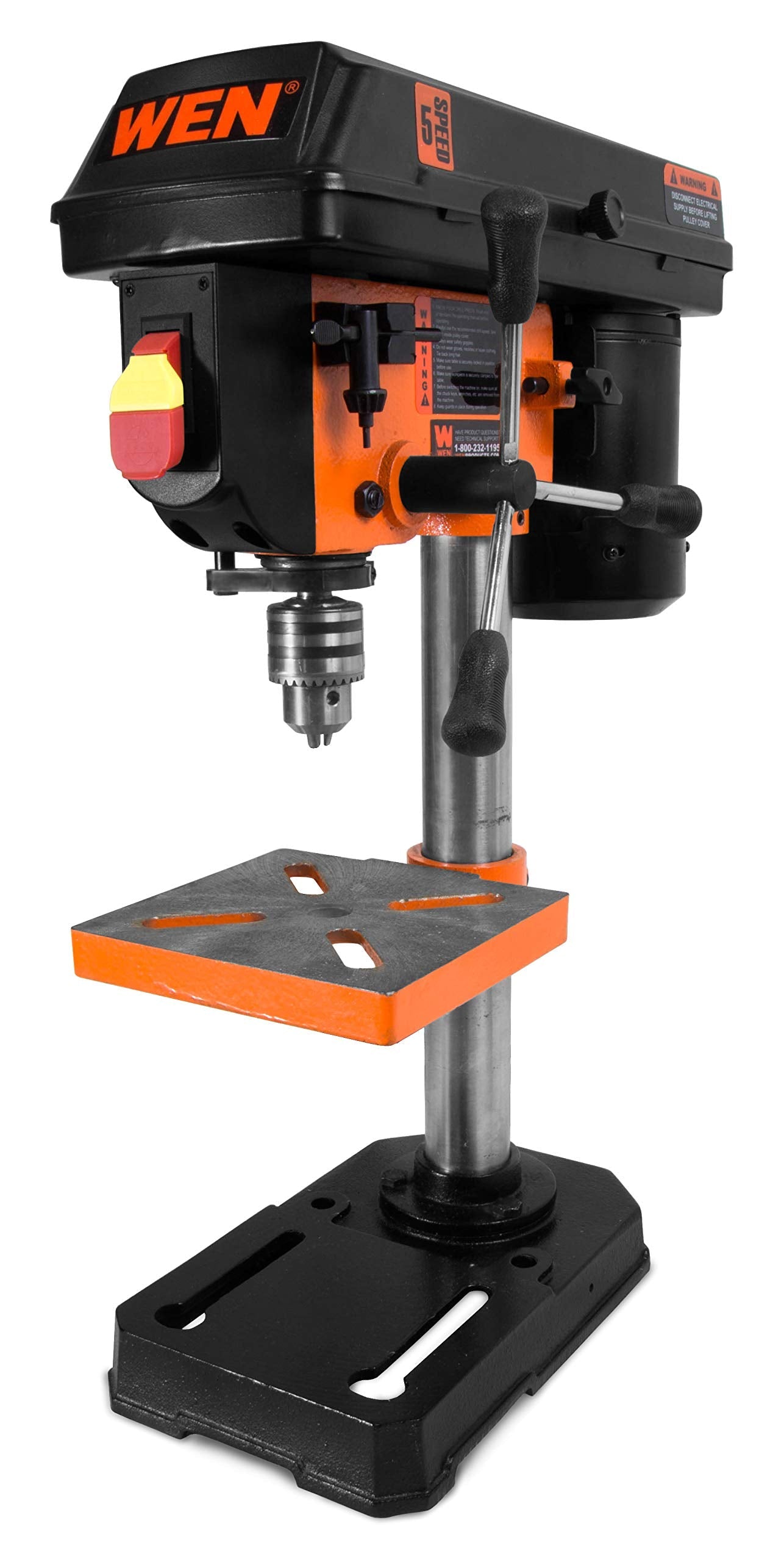 WEN 4208T 2.3-Amp 8-Inch 5-Speed Cast Iron Benchtop Drill Press,Black/Orange & DS164 20-Piece Sanding Drum Kit for Drill Presses and Power Drills
