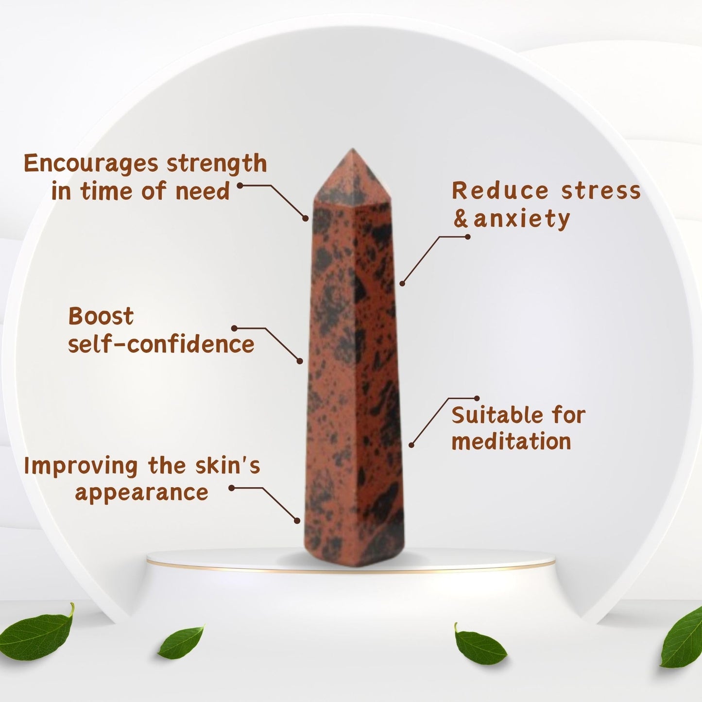 Jet Natural Mahogany Obsidian Crystal Obelisk – 3-3.5 Inch Polished Tower for Grounding, Protection & Healing Energy – Spiritual Decor for Meditation, Chakra Balancing & Crystal Grids