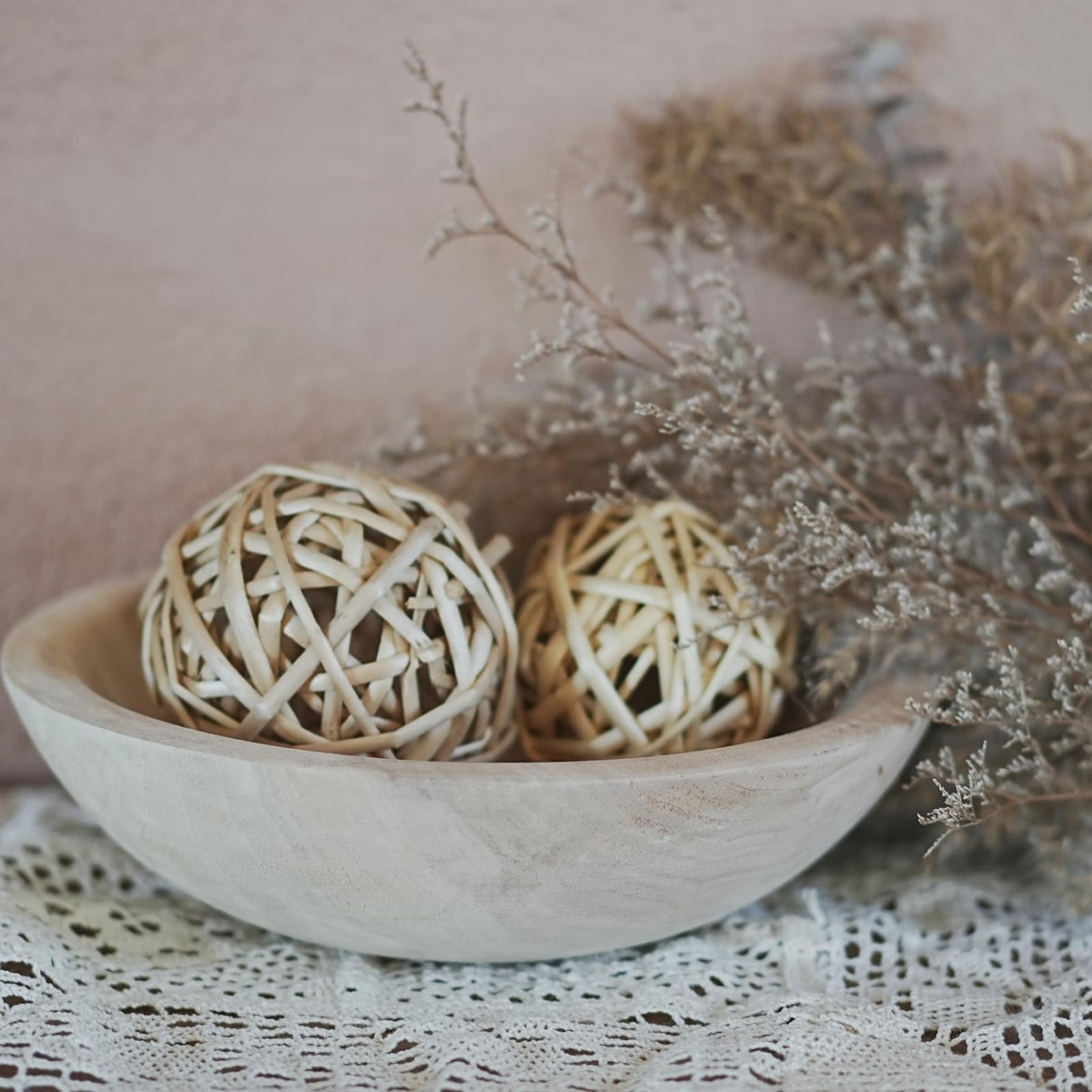 RUIRUICO Wooden Decorative Bowl, Farmhouse Centerpiece (Natural)