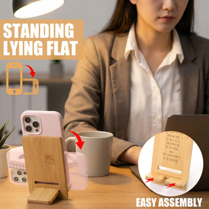 Novabright 12 Sets Employee Appreciation Gifts Bulk Bamboo Wooden Phone Stand for Desk with Greeting Cards Organza Bags Thank You Gifts for Coworkers Nurse Teacher Staff Office