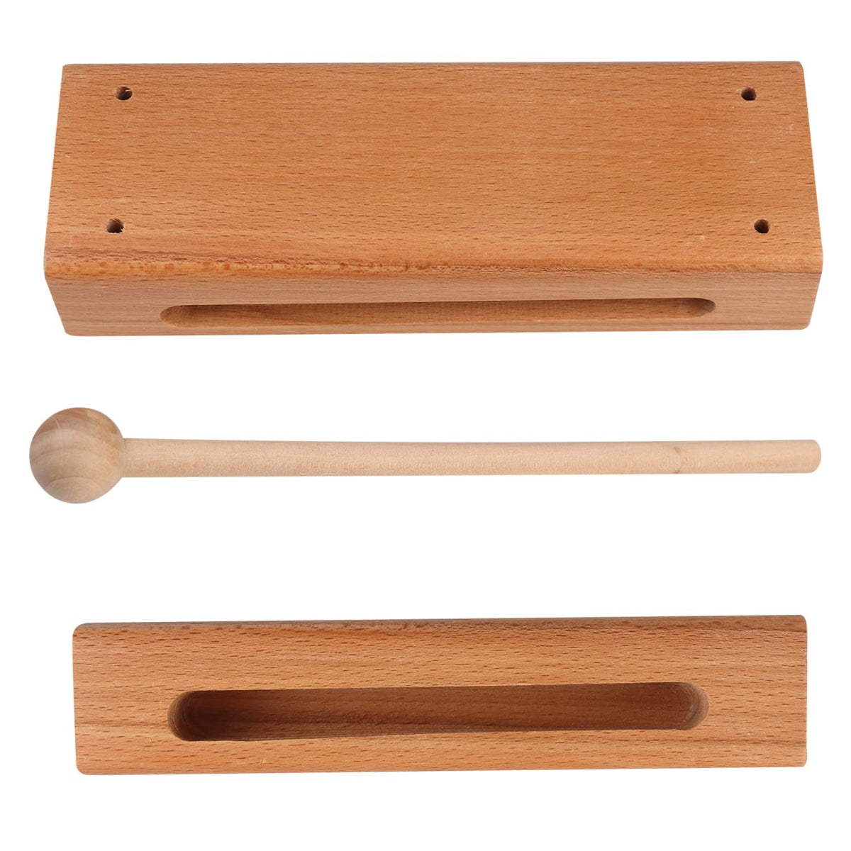 GNIEMCKIN Solid Wood Rhythm Block, Set of 3, Solid Wood Rhythm Block Musical Percussion Instrument Perfect for Rhythm Classes with 3 Pack of Mallet Solid Hardwood