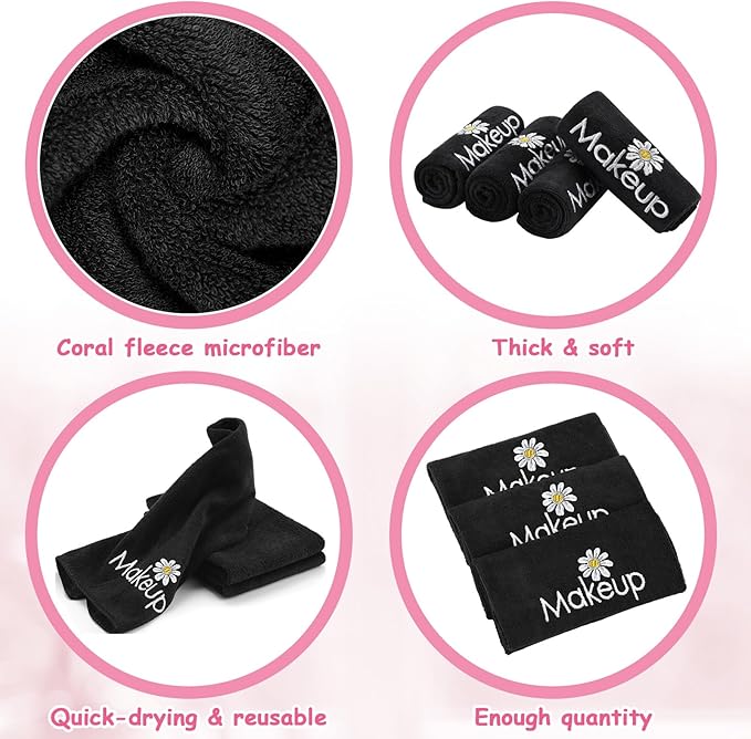 Shimeyao 20 Pack Makeup Towels Black Makeup Washcloths