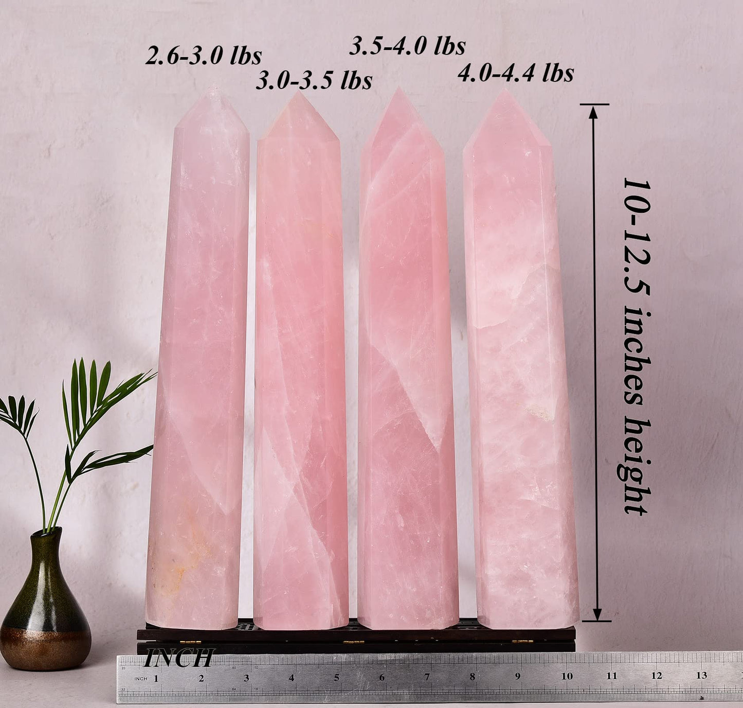 AMOYSTONE Large Healing Crystal Obelisk Tower Rose Quartz Point Wand Crystal Decor Reiki Gifts for Bignners 3.0-3.5 LBS