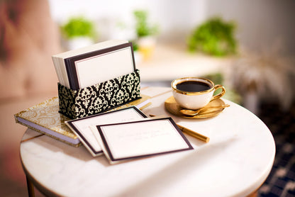 American Greetings Single Panel Blank Cards with Envelopes, Ivory with Black Border (40-Count)