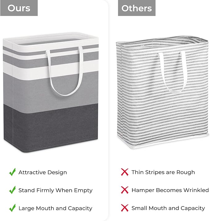 HomeHacks 4-Pack Large Laundry Basket, Waterproof, Freestanding Laundry Hamper