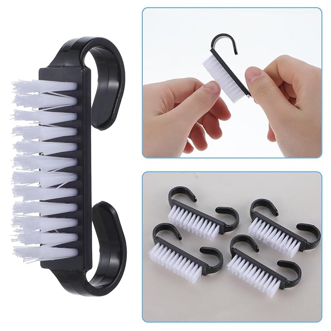 20 PCS Handle Grip Nail Brush Cleaner Black Nail Cleaning Brush Nylon