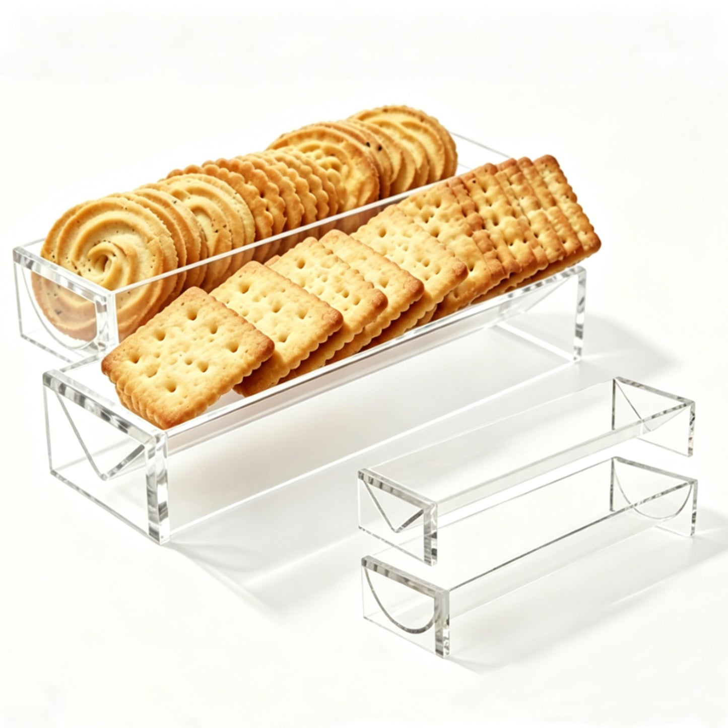 AcrylicTrays 2-Piece Cracker Trays, Rectangular Display Trays Versatile Clear Cracker, Home Kitchen and Elegant Entertaining