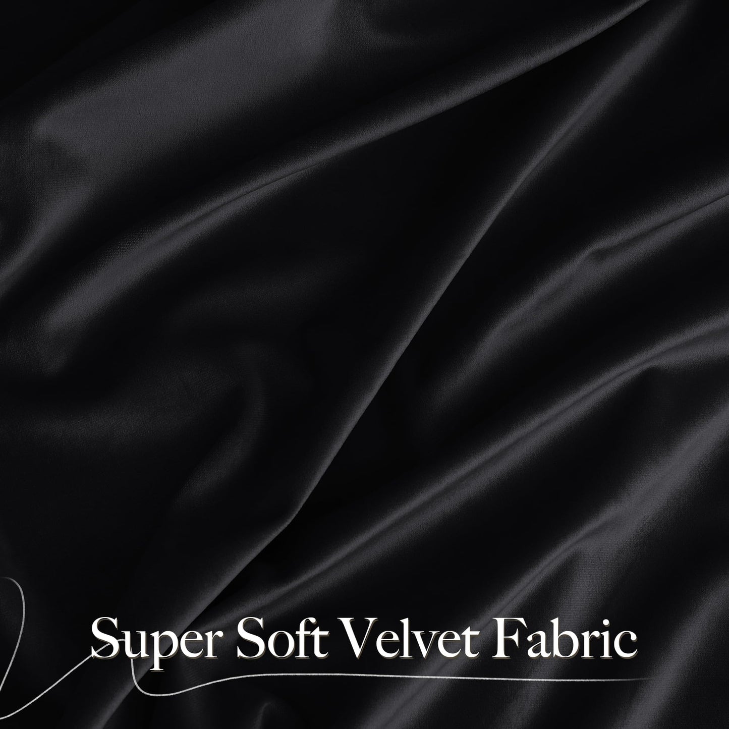 NICETOWN Halloween Black Velvet Blackout Curtains 96 inch Long for Bedroom and Living Room, Thermal Curtains Solid Heavy Rod Pocket Drapes/Window Treatments for Hall, Theater (2 Pieces, 52 W)