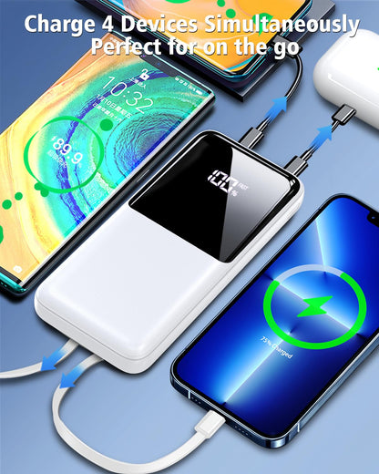 Portable Charger Power Bank - 15000mAh Fast Charging Powerbank Travel Camping Essential Battery Pack with Built in 22.5W Output Cable Compatible with iPhone 17 16 15 14 13 Samsung Google iPad, 1 Pack